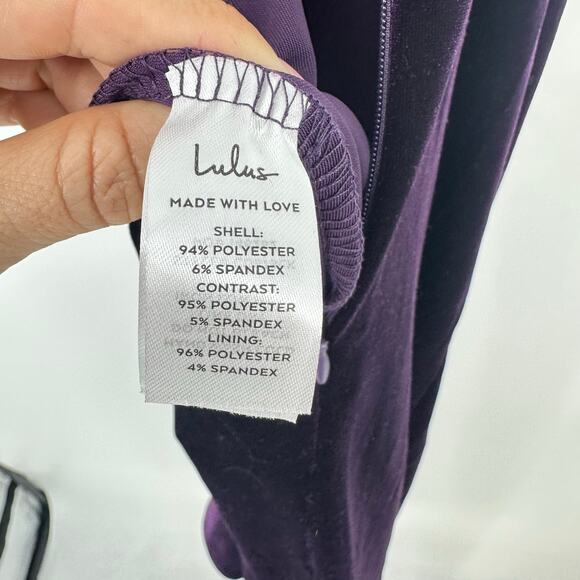 Lulus You Look Stunning Dark Purple Velvet Ruffled Maxi Dress Size L Formal NEW - Picture 11 of 15
